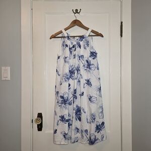 Bellambra Italian Linen Halter Dress – Size S – White/Blue Floral